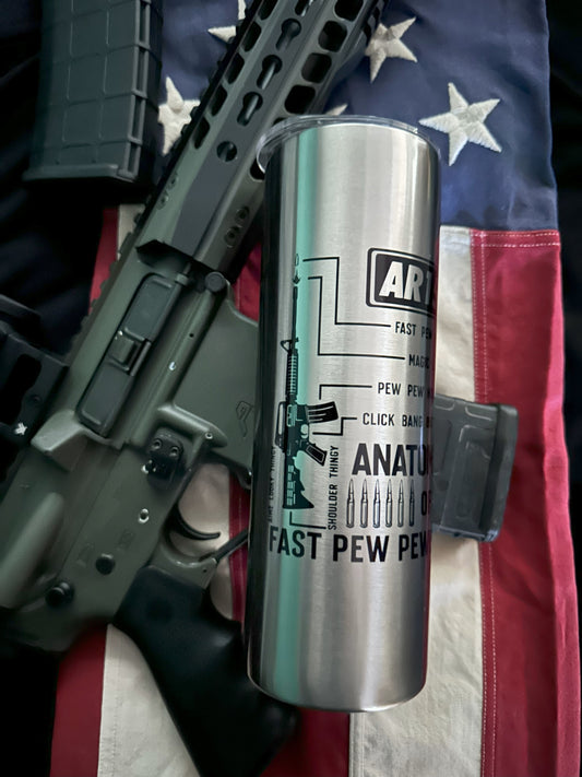 20oz Anatomy of an AR15 Tumbler - Military Inspired, Insulated Drinkware.